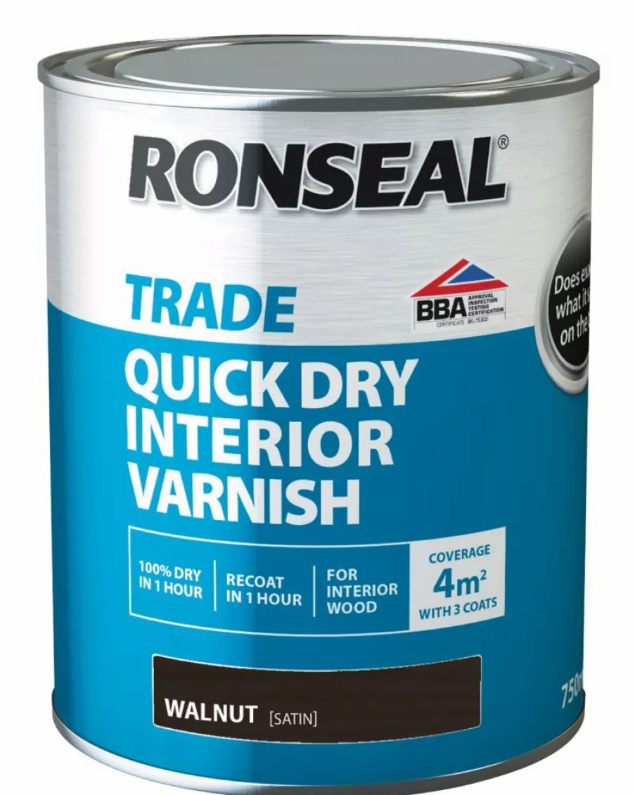 Decorating * | Ronseal Trade Quick-Dry Interior Varnish Satin Walnut 750Ml