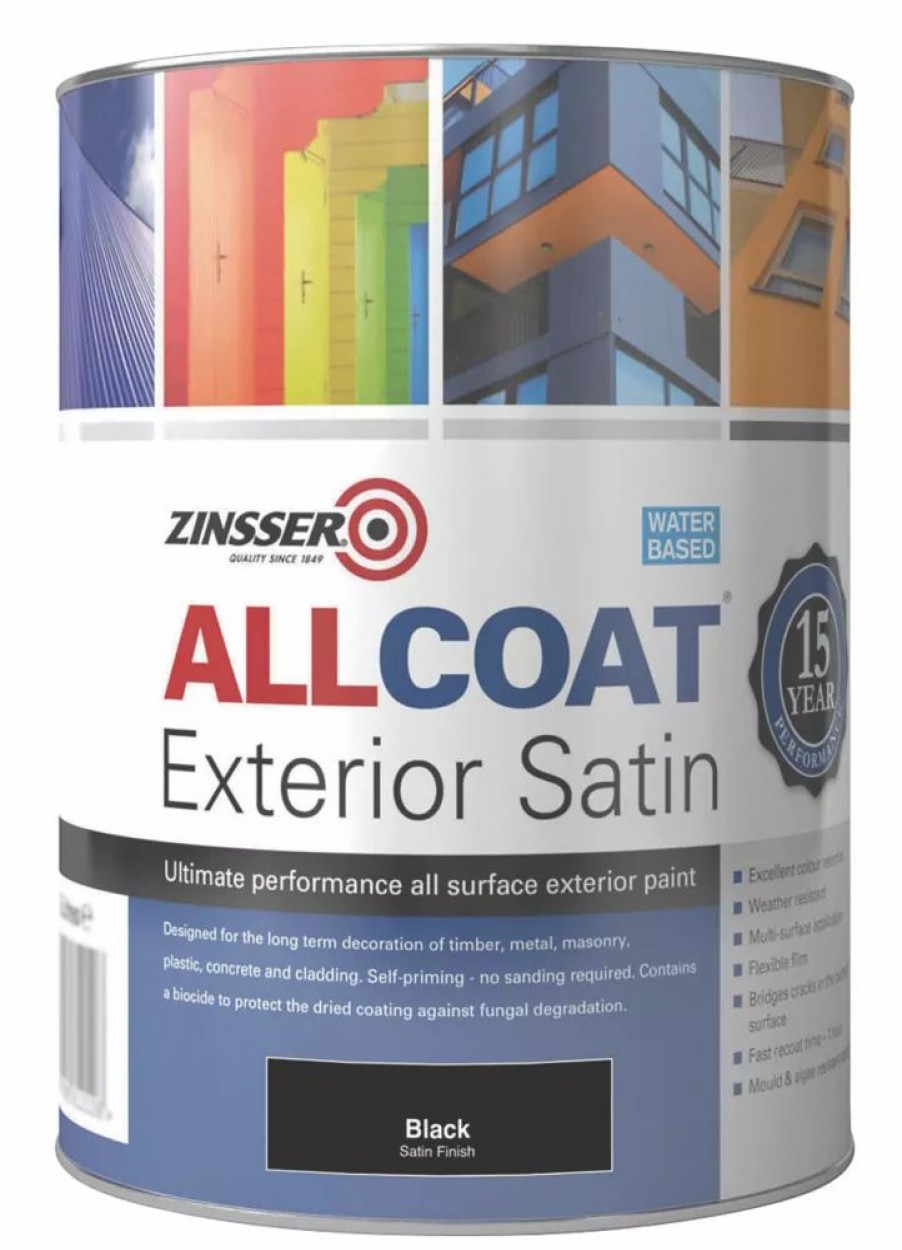 Decorating * | Zinsser All Coat Exterior Paint Black 1Ltr