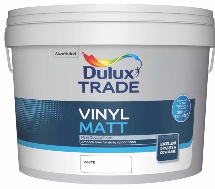 Decorating * | Dulux Trade Matt White Emulsion Paint 10Ltr