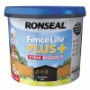 Decorating * | Ronseal Fence Life Plus Shed & Fence Treatment Tudor Black Oak 9Ltr