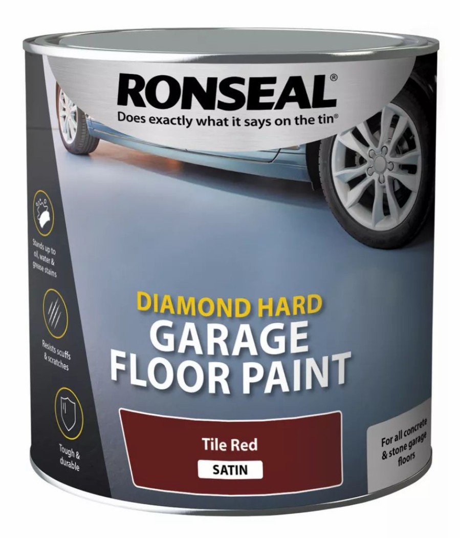 Decorating * | Ronseal Diamond Hard Garage Floor Paint Tile Red 2.5Ltr