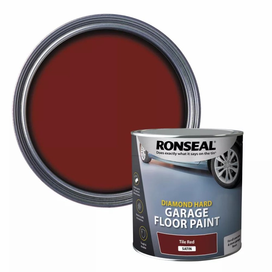 Decorating * | Ronseal Diamond Hard Garage Floor Paint Tile Red 2.5Ltr