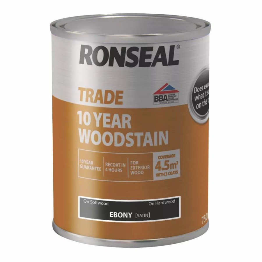 Decorating * | Ronseal Trade 10-Year Woodstain Satin Ebony 750Ml