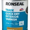 Decorating * | Ronseal Trade Quick-Dry Interior Varnish Satin Medium Oak 750Ml