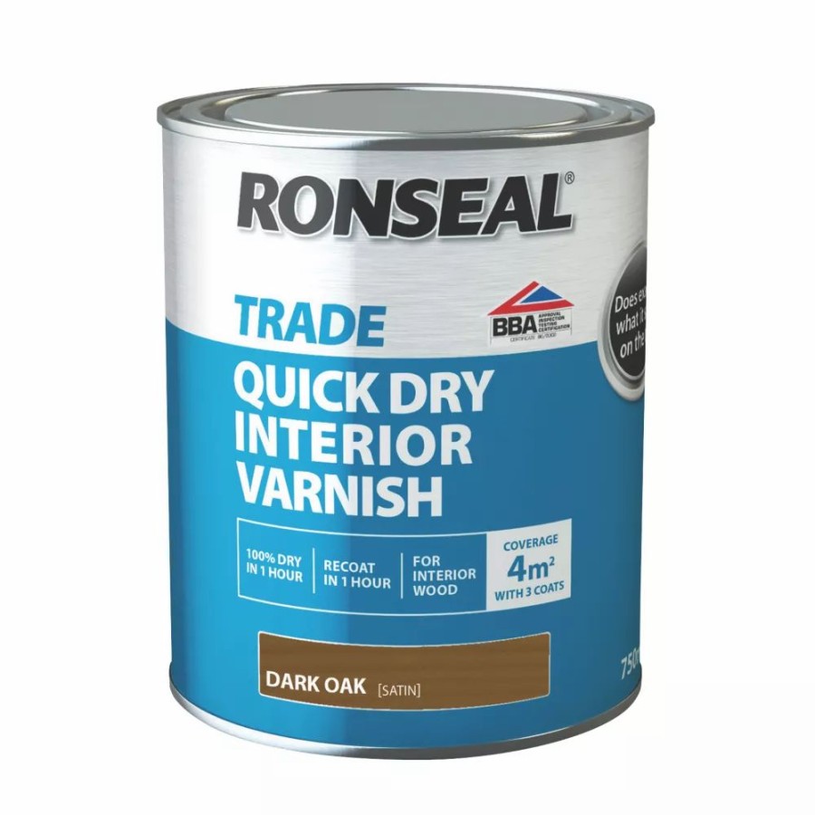 Decorating * | Ronseal Trade Quick Dry Interior Varnish Satin Dark Oak 750Ml