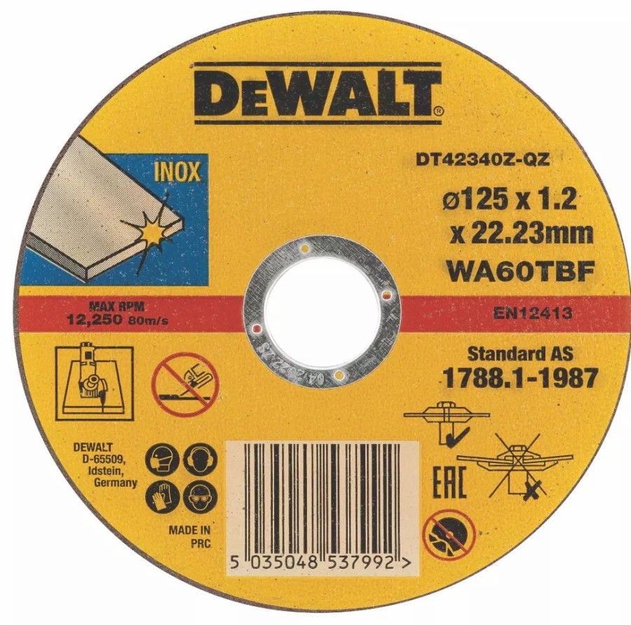 Angle Grinder Discs * | Dewalt Dt42340Tz-Qz Stainless Steel Cutting Disc 5" (125Mm) X 1.2 X 22.23Mm 10 Pack