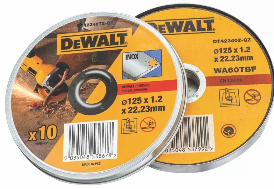 Angle Grinder Discs * | Dewalt Dt42340Tz-Qz Stainless Steel Cutting Disc 5" (125Mm) X 1.2 X 22.23Mm 10 Pack