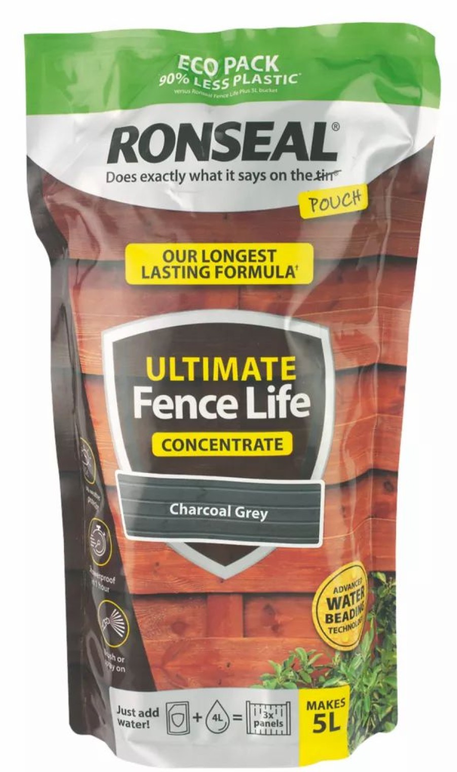 Decorating * | Ronseal Ultimate Fence Life Concentrate Treatment Charcoal Grey 5L From 950Mlltr