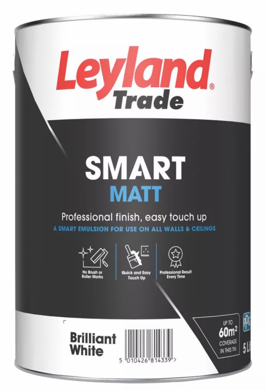 Decorating * | Leyland Trade Smart Matt Brilliant White Emulsion Paint 5Ltr