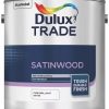 Decorating * | Dulux Trade Satin Pure Brilliant White Trim Paint 2.5Ltr