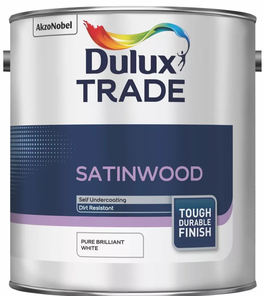 Decorating * | Dulux Trade Satin Pure Brilliant White Trim Paint 2.5Ltr