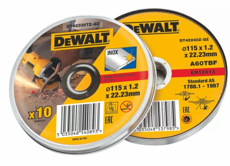 Angle Grinder Discs * | Dewalt Dt42335Tz-Qz Stainless Steel Metal Cutting Discs 4 1/2" (115Mm) X 1.2 X 22.2Mm 10 Pack