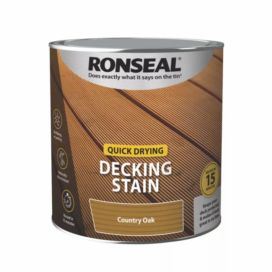 Decorating * | Ronseal Quick Drying Decking Stain Country Oak 2.5Ltr