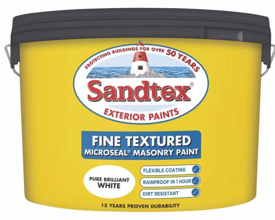 Decorating * | Sandtex Fine Textured Masonry Paint Pure Brilliant White 10Ltr