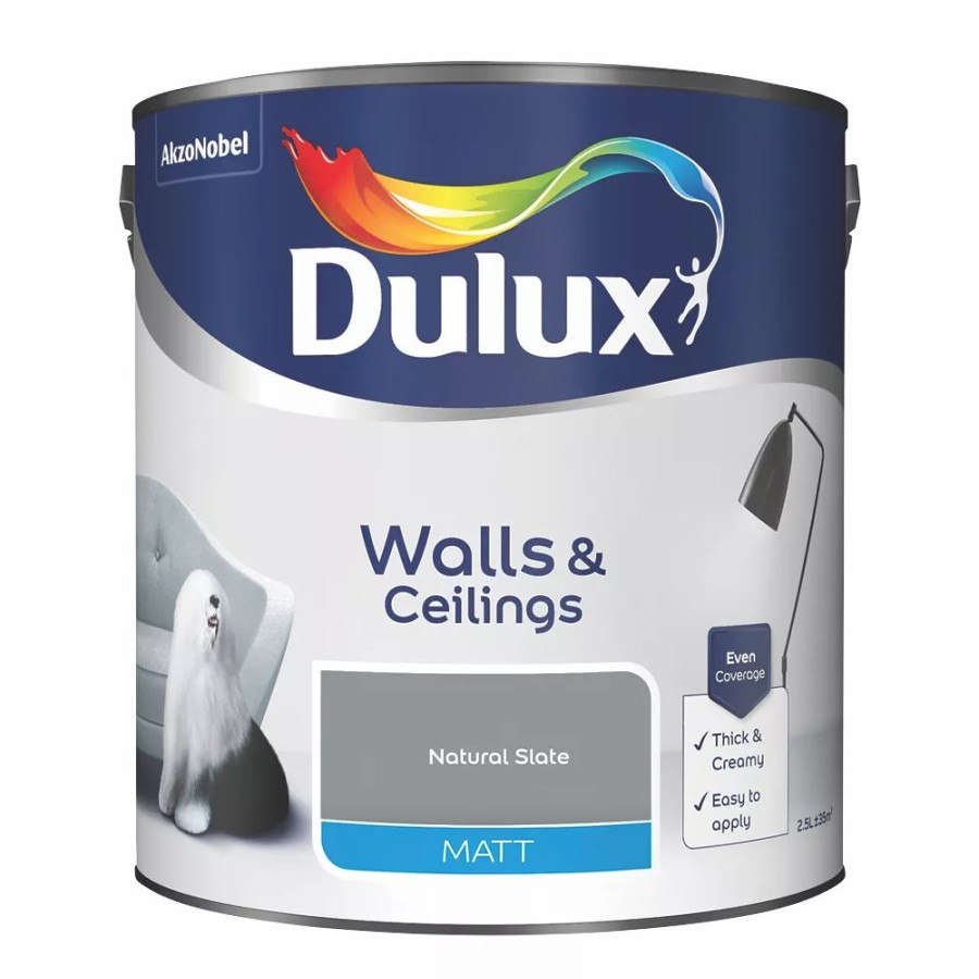 Decorating * | Dulux Matt Natural Slate Emulsion Paint 2.5Ltr