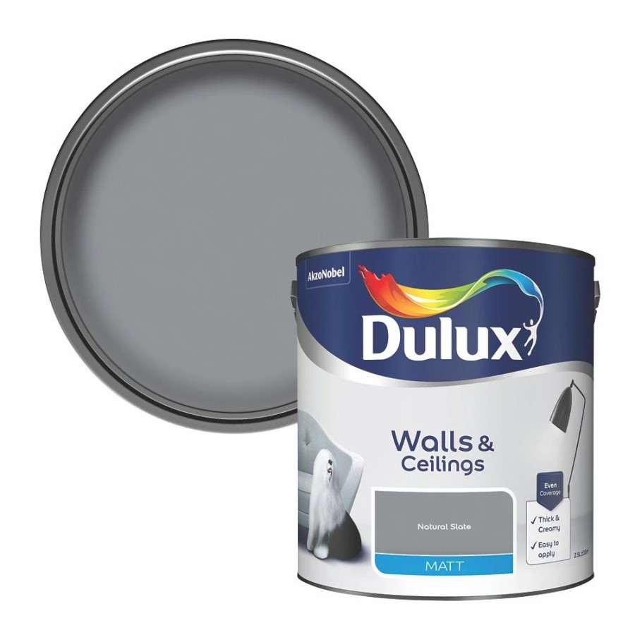 Decorating * | Dulux Matt Natural Slate Emulsion Paint 2.5Ltr