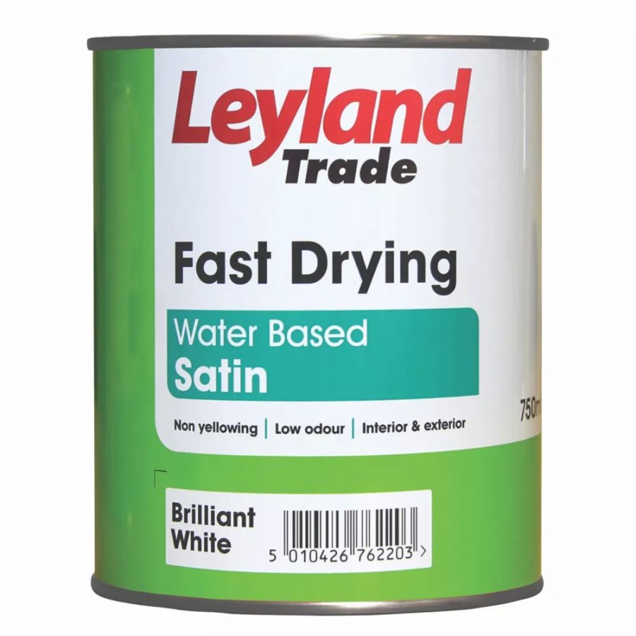 Decorating * | Leyland Trade Fast Drying Satin Paint Brilliant White 750Ml