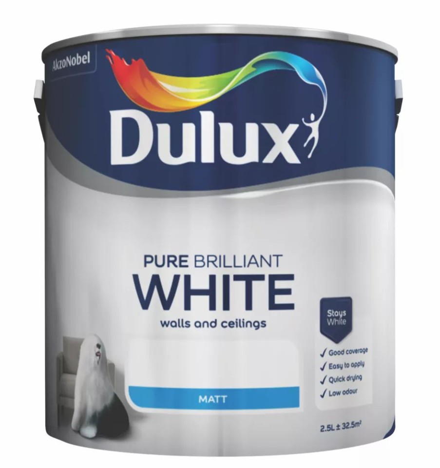 Decorating * | Dulux Matt Pure Brilliant White Emulsion Paint 2.5Ltr