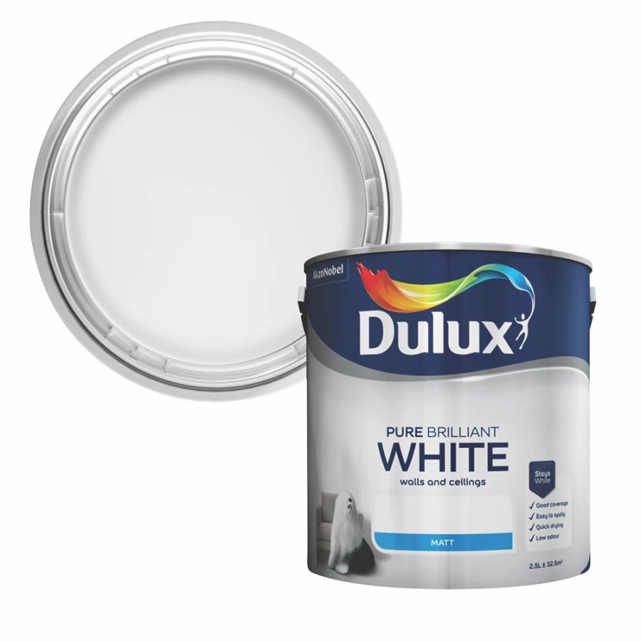 Decorating * | Dulux Matt Pure Brilliant White Emulsion Paint 2.5Ltr